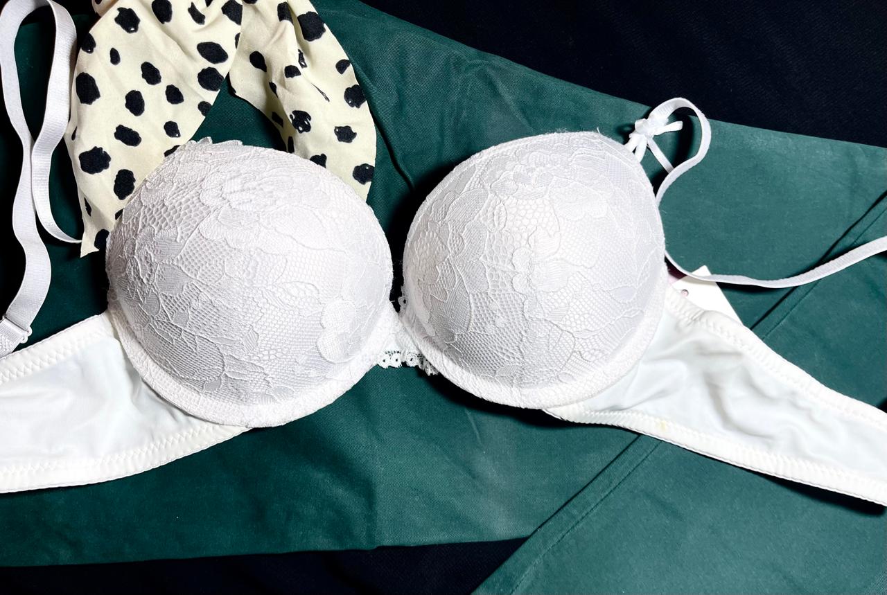 LIllys White Print Padded Bra