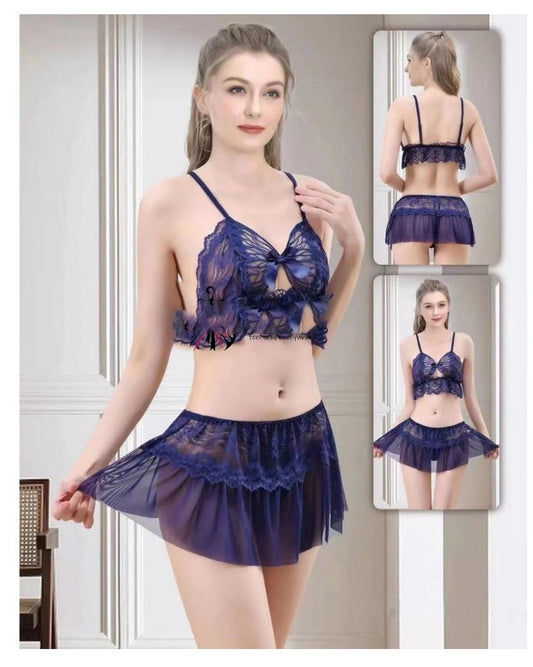 Ladies Imported Butterfly Open Crotch mesh Net Lingerie